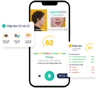 Màn chấm phát âm của app The Coach: 62 điểm, góp ý từng âm