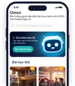 Điện thoại mở màn Onion của app The Coach: luyện nói với AI theo tình huống